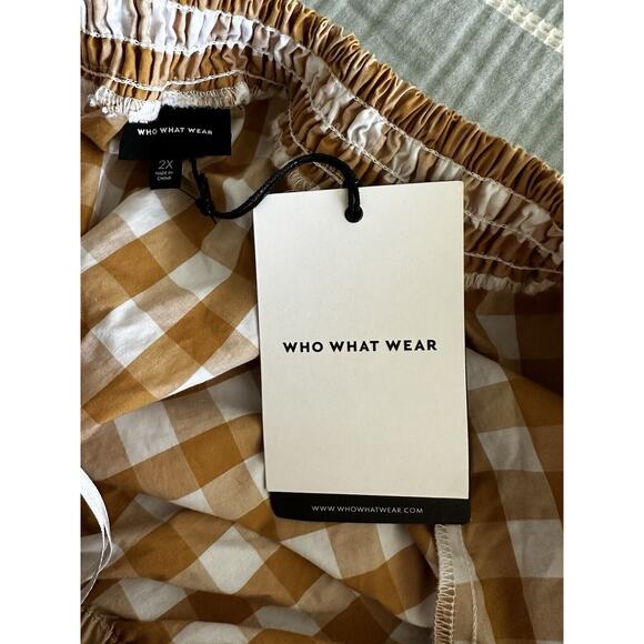 WhoWhatWear One Shoulder Gingham Midi Dress 2X - Picture 4 of 5